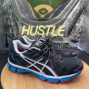 Asics Gel GT-2000 Black Magenta Blue White Running Shoes Women’s Sz 8